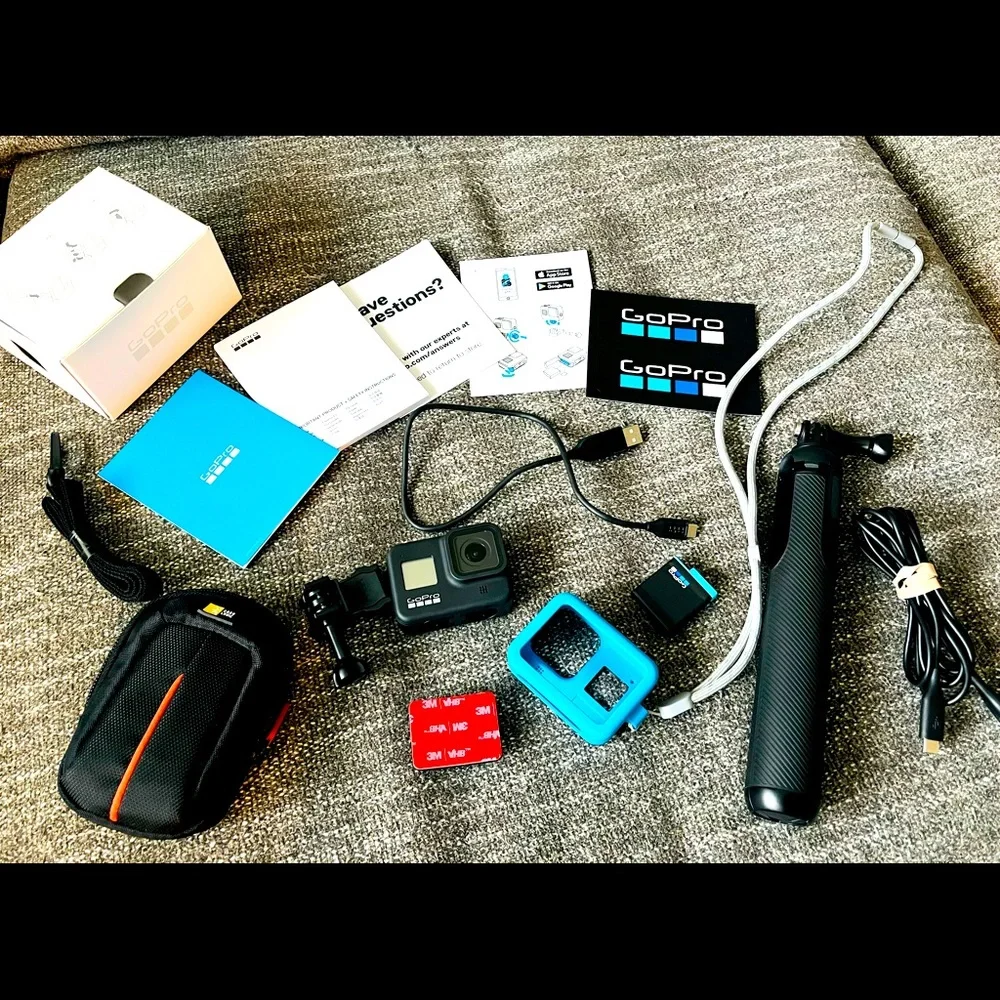Gopro8 black,Tripod, 265gb sd card,camera bag and camera case